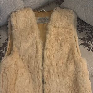 Women's Cream Faux Fur Vest